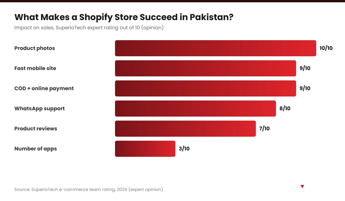 What makes Shopify stores in Pakistan succeed chart